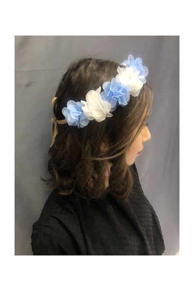 Hobigram Coroană cu flori laser turcoaz-albă pentru cele mai frumoase mirese – Coroană, piatră de cristal, model elegant, coroană de mireasă – Ta