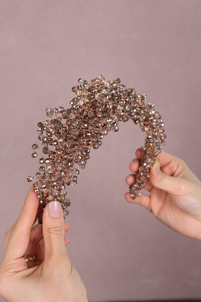 Hobigram Accesoriu pentru păr Coroana de mireasă cu mărgele de cristal Pollux pentru cele mai frumoase mirese – Coroană, cu pietre de cristal, model elegant