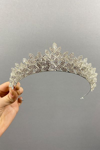 Hobigram Sara Sık Taşlı Tiara de mireasă pentru cele mai frumoase mirese – Coroană, Cristal Stone, Model elegant, Tiara de mireasă – Coroană – Tiara