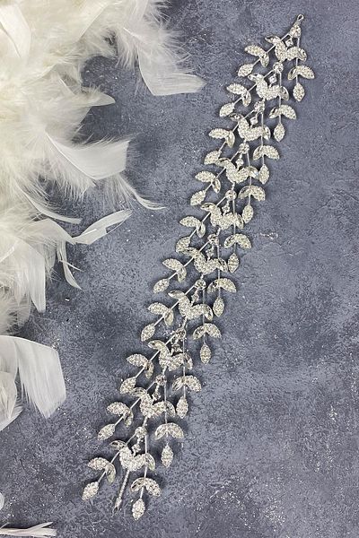 Hobigram Accesoriu de păr de mireasă din piatră de sticlă cu ramuri cu model de frunze pentru cele mai frumoase mirese – coroană, piatră de cristal, model elegant