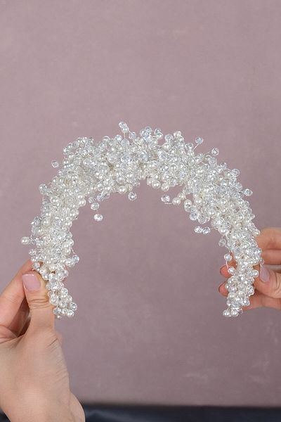 Hobigram Accesoriu pentru păr Coroana de mireasă cu mărgele de cristal Pollux pentru cele mai frumoase mirese – Coroană, cu pietre de cristal, model elegant