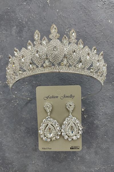 Hobigram Model Dilruba Tiara de mireasa si cercei cu pietre pentru cele mai frumoase mirese - Coroana, piatra de cristal, model elegant - T