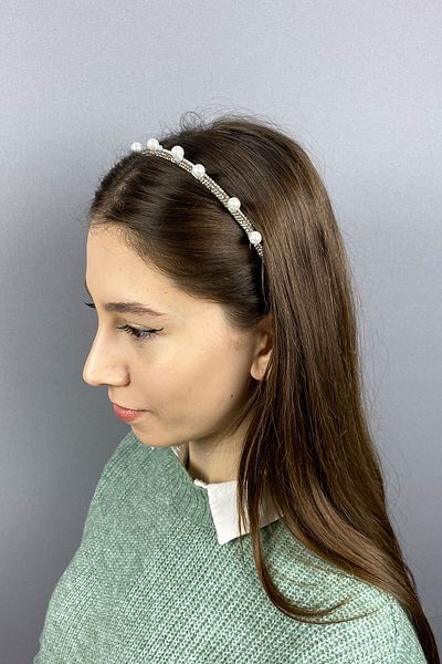 Hobigram Accesoriu de păr cu perle și piatră plină pentru cele mai frumoase mirese – Coroană, piatră de cristal, model elegant – Coroană
