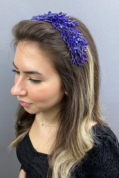 Hobigram Saks Blue Alya Henna Tiara de mireasa pentru cele mai frumoase mirese – Coroana, Crystal Stone, Model elegant, Tiara de mireasa – Coroana