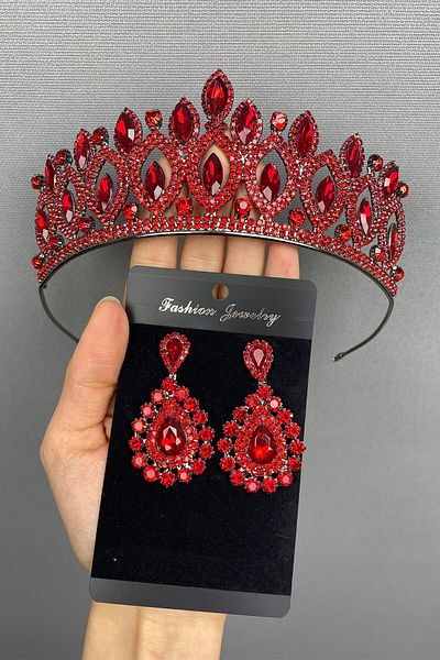 Hobigram Set de coroană și cercei de mireasă Henna model Elis pentru cele mai frumoase mirese – Coroană, piatră de cristal, model elegant – Coroană –