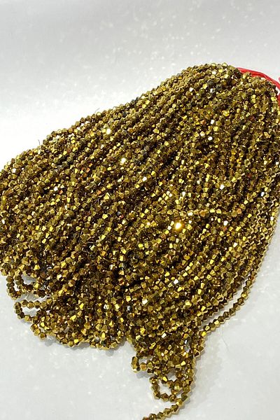 Hobigram Beads Assortment Gold Plated Pyramid String Crystal Beads 4 mm – Beads, Stylish Design, Women's Accessory