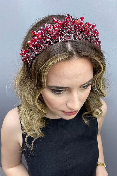 Hobigram Coroana de mireasa Reyna Model Henna pentru cei mai frumoși mireși - Coroană, cu pietre de cristal, model elegant - Coroană -