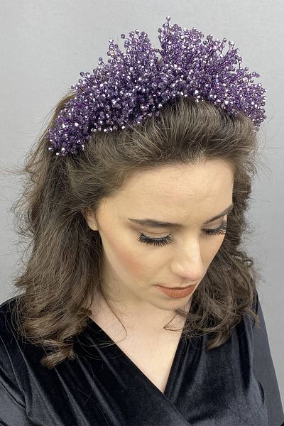 Hobigram Lilac Atair Henna și coroană de mireasă pentru cele mai frumoase mirese – Coroană, piatră de cristal, model elegant, coroană de mireasă – coroană