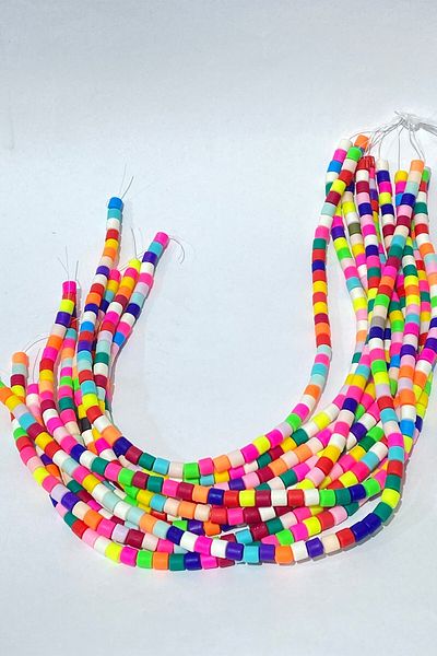Hobigram Beads Assortment Dark Colored Cylinder Fimo Dough Beads – Beads, Stylish Design, Women's Accessory – Bo