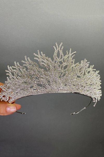 Hobigram Canis 3d Tiara de mireasa de marime medie pentru cele mai frumoase mirese – Coroana, cu piatra de cristal, model elegant, Tiara de mireasa – Coroana –