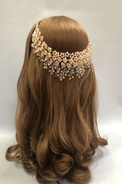 Hobigram Bridal Accessory Honey Color Crystal Hair and Turban Accessory – Bridal Accessory, Stylish Design – Bridal