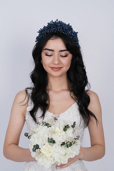 Hobigram Bridal Accessory Purple Nilsu Beaded Bridal Crown and Turban Accessory – Bridal Accessory, Stylish Design –