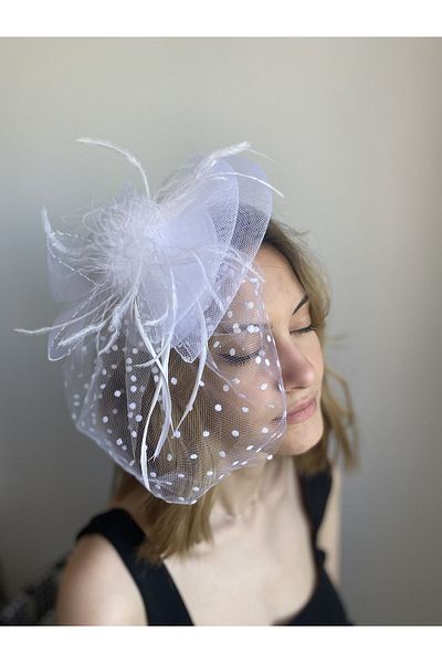 Hobigram Bridal Accessory Off White Wedding Hat Toilet Hat Mini Veil Bridal Hair Accessory – Gelin Akses