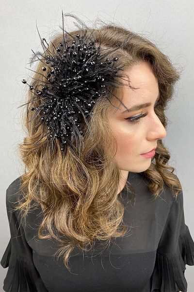 Hobigram Hair Accessory Black Crystal Beaded and Feather Hair Clip – Other Hair Accessories, Stylish Design – Di