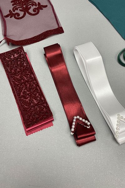 Hobigram Bridal Accessory Glittery Bridal Veil and Groom's Veil Jewelry Ribbon Set – Bridal Accessory, Stylish Design