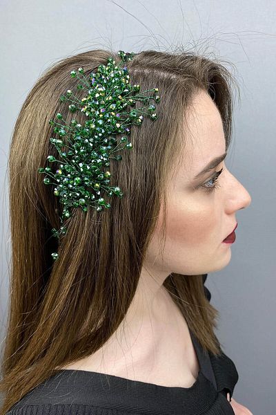 Hobigram Bridal Accessory Green Deren Bridal Tiara and Hair Accessory – Bridal Accessory, Stylish Design
