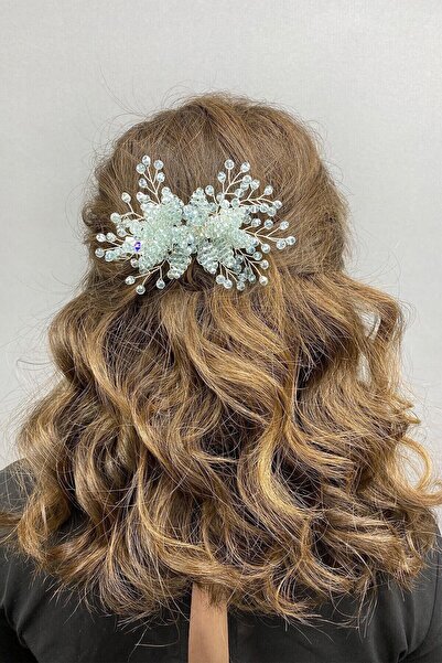 Hobigram Gelin Aksesuarı Su Yeşili Rigel Taraklı Saç Tokası – Diğer Saç Akses...