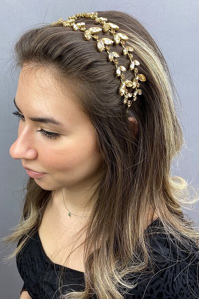 Hobigram Bridal Accessory Gold Color Alpha Henna Bridal Crown – Bridal Accessory, Stylish Design, Women's Accessory – Ge