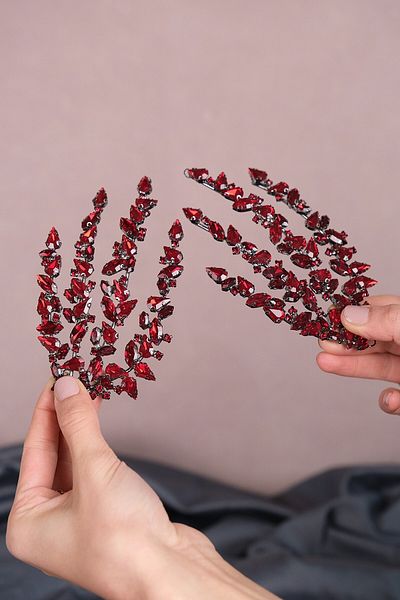 Hobigram Bridal Accessory Double Sided Burgundy Helen Hair Accessory – Bridal Accessory, Stylish Design – Bridal Access