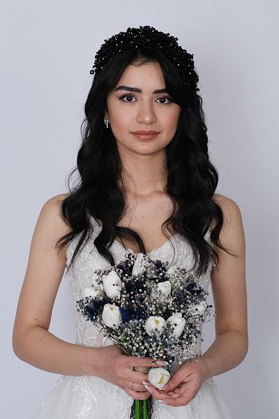 Hobigram Bridal Accessory Black Nilsu Beaded Bridal Crown Hair and Turban Accessory – Bridal Accessory – Bridal Ak