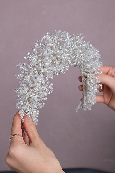 Hobigram Bridal Accessory White Dense Crystal Beaded Bridal Hair Accessory – Bridal Accessory, Stylish Design – g