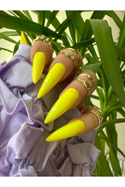 SYBELLE KOZMETİK 100 Adet Sarı Stiletto Takma Tırnak