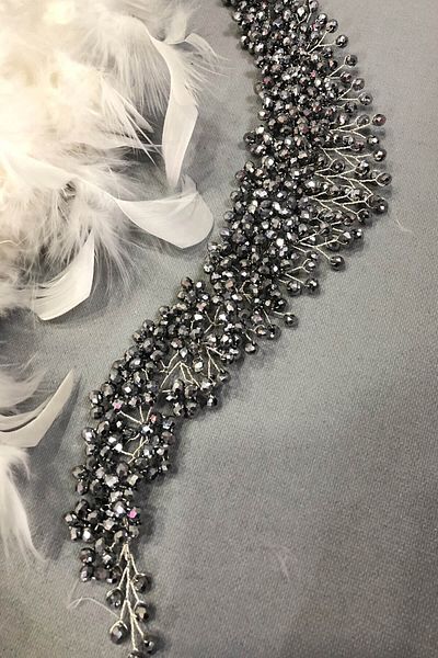 Hobigram Bridal Accessory Gray Belen Crystal Hair and Turban Accessory – Bridal Accessory, Stylish Design – Bridal Ak