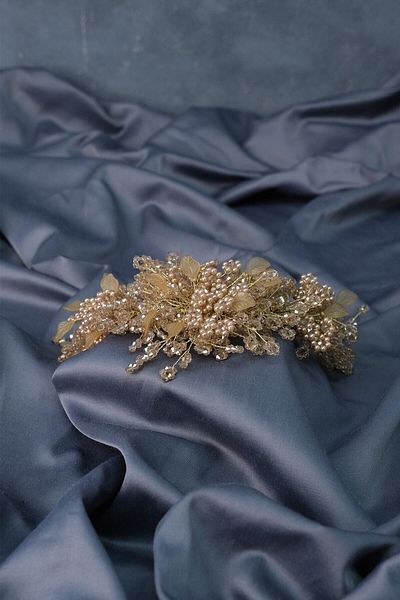 Hobigram Hair Accessory Honey Color I Azra Pearl Beaded Bridal Henna Crown Hair Accessory – Other Hair Accessories