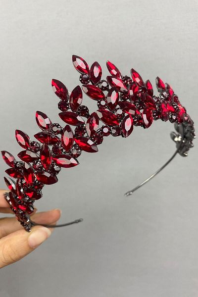 Hobigram Bridal Hair Accessory Burgundy Subra Model Bridal Henna Crown – Bridal Accessory, Stylish Design – Bridal Accesso