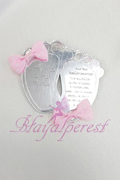 Hobigram Düğün Malzemesi Bebek Ayak Pembe Papyonlu Nikah Şekeri – Düğün & Kın...