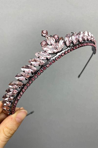 Hobigram Bridal Accessory Pink Ece Model Thin Bridal Henna Crown – Bridal Accessory, Stylish Design, Women's Accessory