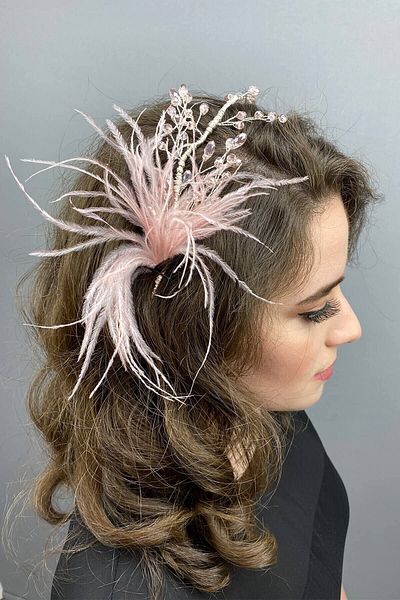 Hobigram Hair Accessory Ozly Feathered Crystal Bridal Hair and Turban Accessory – Other Hair Accessories – Other S