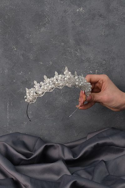 Hobigram Bridal Accessory Pearl Beaded Bade Bridal Crown – Bridal Accessory, Stylish Design, Women's Accessory – Gel
