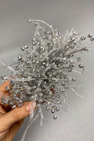 Hobigram Hair Accessory Gray Crystal Beaded and Feather Hair Clip – Other Hair Accessories, Stylish Design – Other