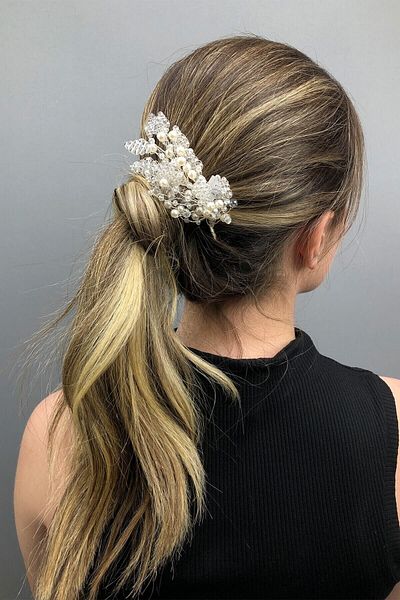 Hobigram Hair Accessory Leaf Pattern Crystal and Pearl Bridal Hair Accessory – Other Hair Accessories – Other S
