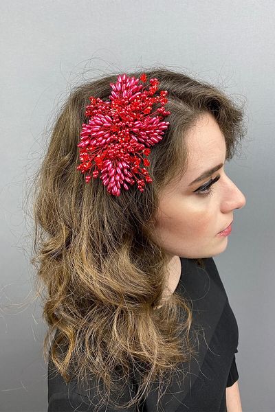 Hobigram Bridal Accessory Red Hair and Turban Accessory – Bridal Accessory, Stylish Design, Women's Accessory – g