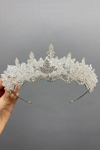 Hobigram Bridal Accessory Crystal Beaded Almond Stone Bridal Crown – Bridal Accessory, Stylish Design – Bridal Accessory