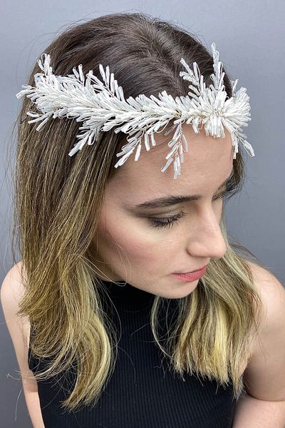 Hobigram Bridal Accessory White Halex Beaded Bridal Hair Accessory – Bridal Accessory, Stylish Design – Bridal Aks