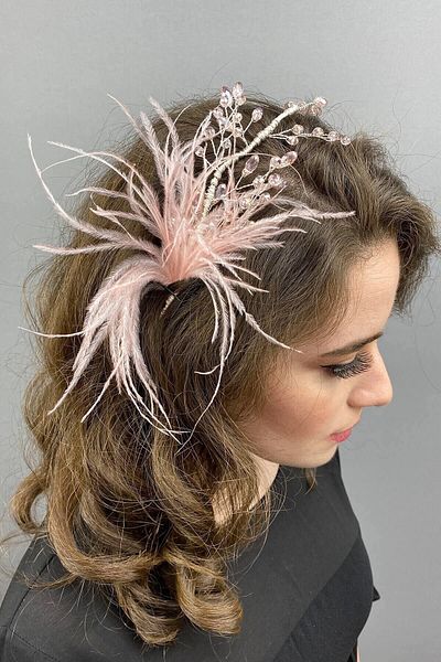 Hobigram Hair Accessory Ozly Feathered Crystal Bridal Hair and Turban Accessory – Other Hair Accessories – Other S