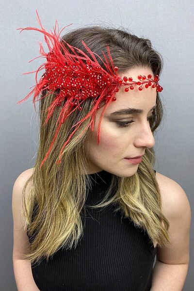 Hobigram Hair Accessory Fliyz Feathered Crystal Bridal Hair and Turban Accessory – Other Hair Accessories – Other