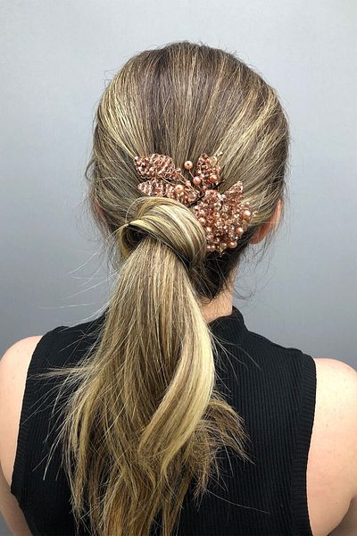 Hobigram Hair Accessory Leaf Pattern Crystal and Pearl Bridal Hair Accessory – Other Hair Accessories – Other S