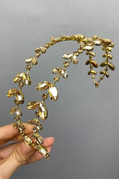 Hobigram Bridal Accessory Gold Color Alpha Henna Bridal Crown – Bridal Accessory, Stylish Design, Women's Accessory – Ge