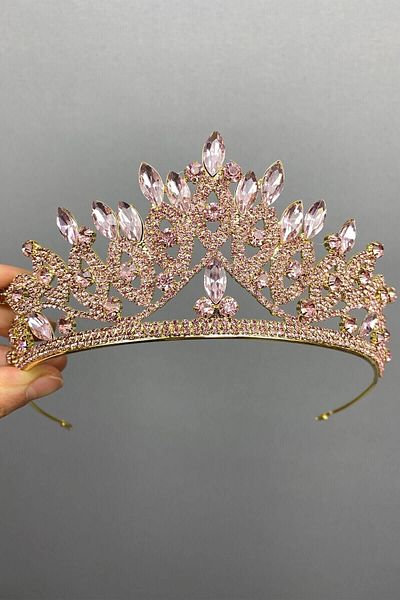 Hobigram Bridal Accessory Pink Color Bridal Henna Crown – Bridal Accessory, Stylish Design, Women's Accessory – Bridal