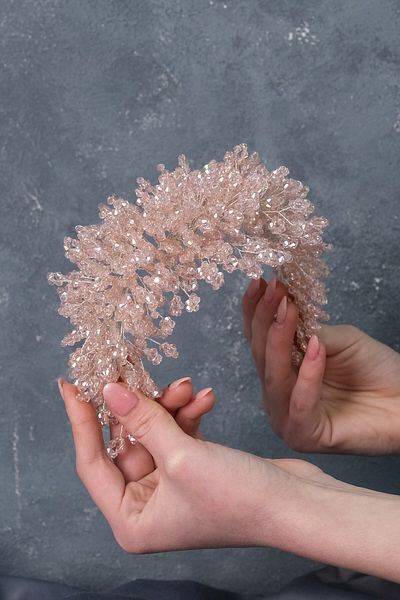 Hobigram Bridal Accessory Powder Nilsu Beaded Bridal Crown Hair and Turban Accessory – Bridal Accessory – Bridal Ak