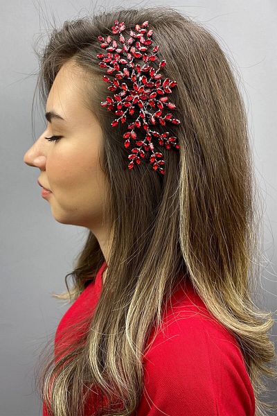 Hobigram Bridal Accessory Red Island Model Scalloped Hair Accessory – Bridal Accessory, Stylish Design – Bridal Akse