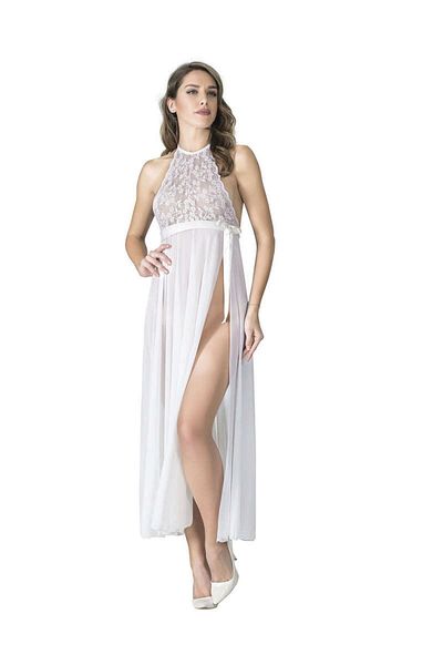 Sistina Cămașă de noapte din tul din dantelă albă - M076 - Mărimea L/XL 131070