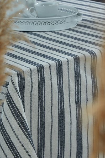 vivamaison Τραπεζομάντηλο πλυμένο βαμβακερό Navy Blue ριγέ