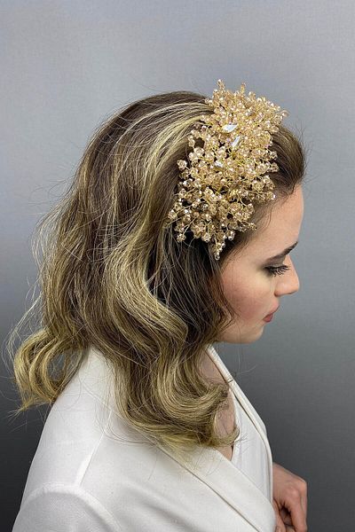 Hobigram Bridal Accessory Honey Color Barbara Model Bridal Henna Crown – Bridal Accessory, Stylish Design – Bridal Accessory