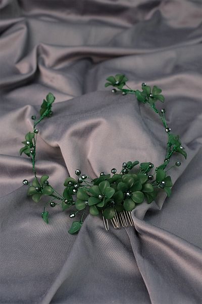 Hobigram Bridal Accessory Green Mila Flower Branch Motif Bridal Henna Crown – Bridal Accessory, Stylish Design – Bridal