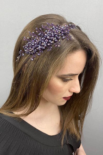 Hobigram Hair Accessory Women's Purple Deren Bridal Tiara and Hair Accessory – Other Hair Accessories, Stylish Design – D